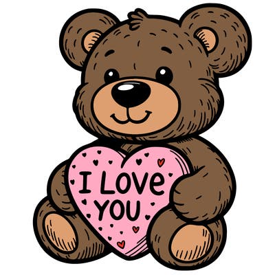 teddy bear holding an i love you heart