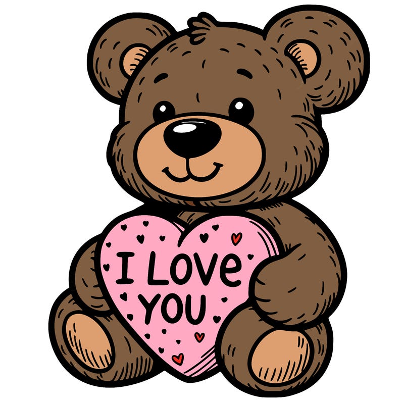 teddy bear holding an i love you heart