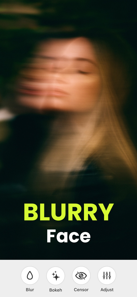Motion Blur Photo Editor - モーションブラー写真編集アプリで、女性の顔に適用された美的モーションブラー効果。