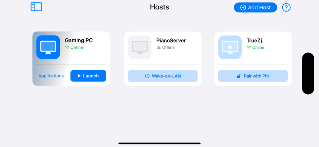 VoidLink - Extreme - VoidLink Extreme host management screen showing gaming PC connections and status