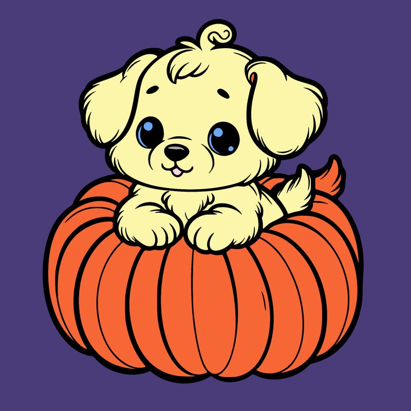 cute little puppy in a pumpkin