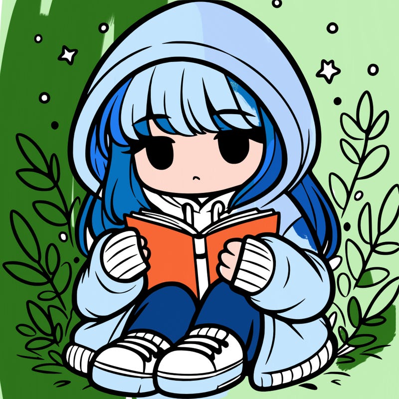 girl in oversized hoodie reading a book
