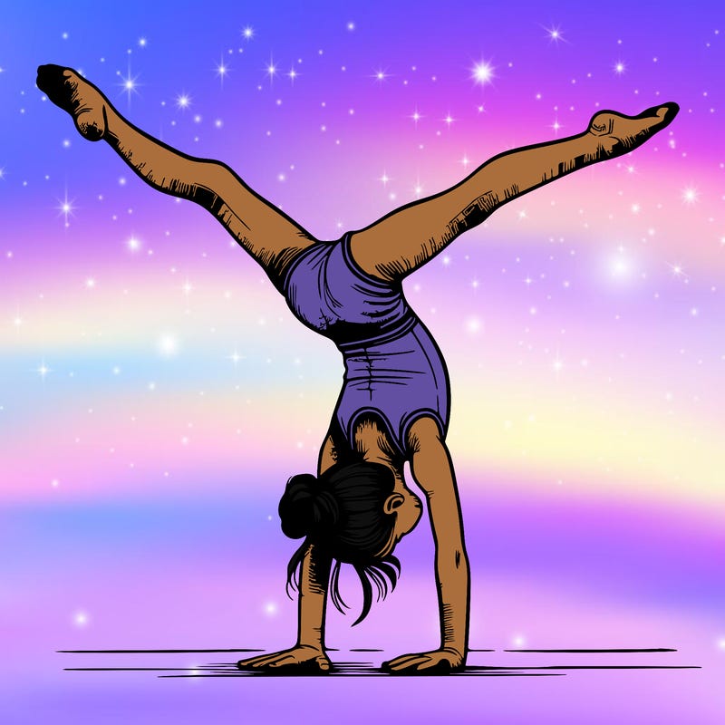 realistic gymnastic hand stand girl in four splits