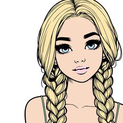 realistic girl with braids