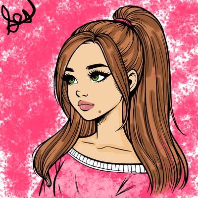 realistic girl with a high ponytail