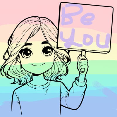 realistic girl holding up a sign