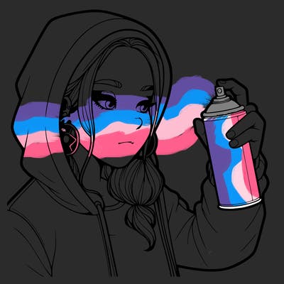 a realistic girl, spray painting