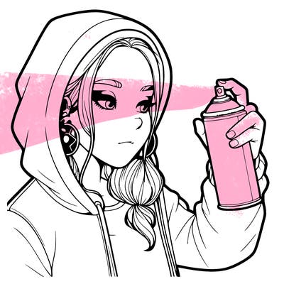 a realistic girl, spray painting