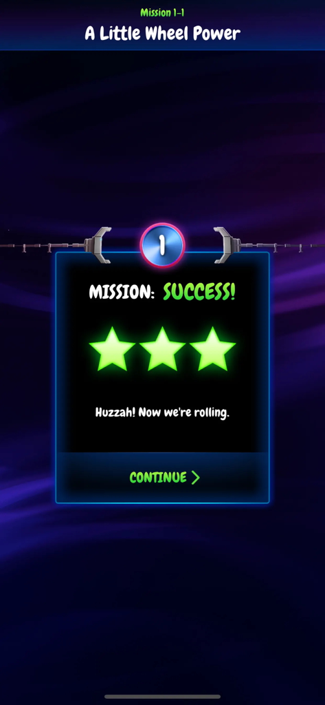 Romo - A mission success screen with three stars in the Romo robot training app