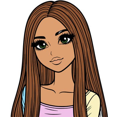 realistic girl with straight and long hair