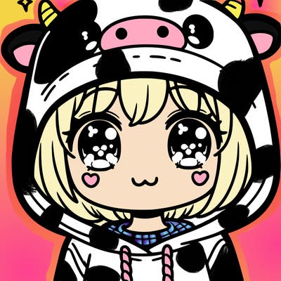 kawaii girl with cow hoodie