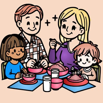 eating a meal with my family