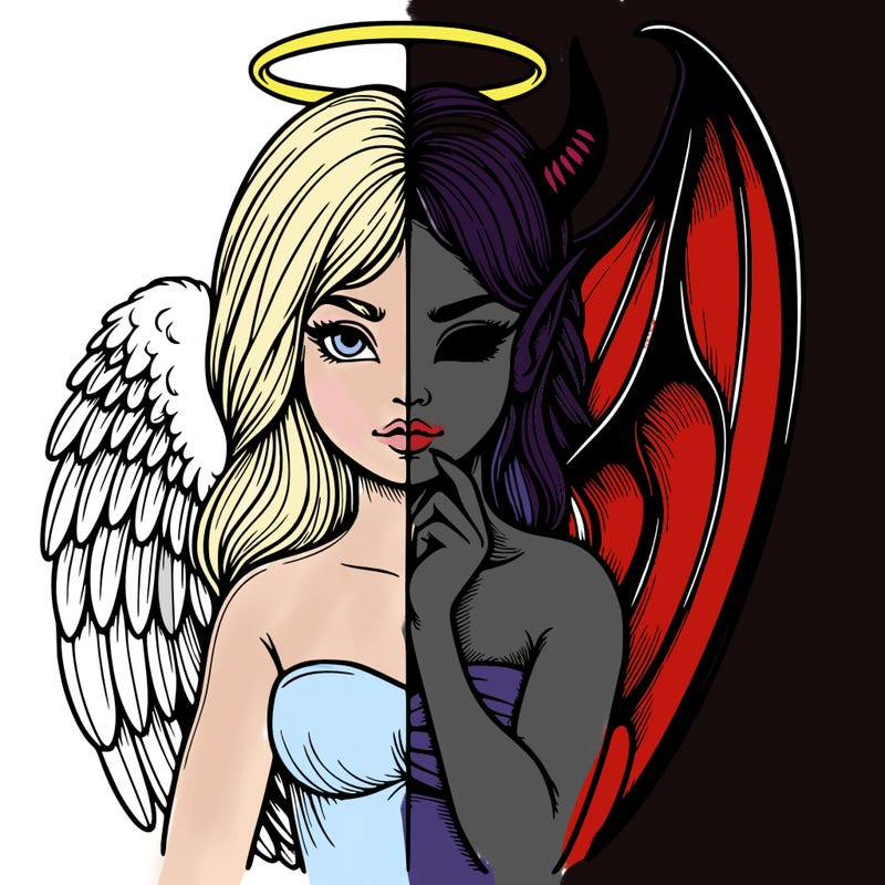 realistic angel half demon