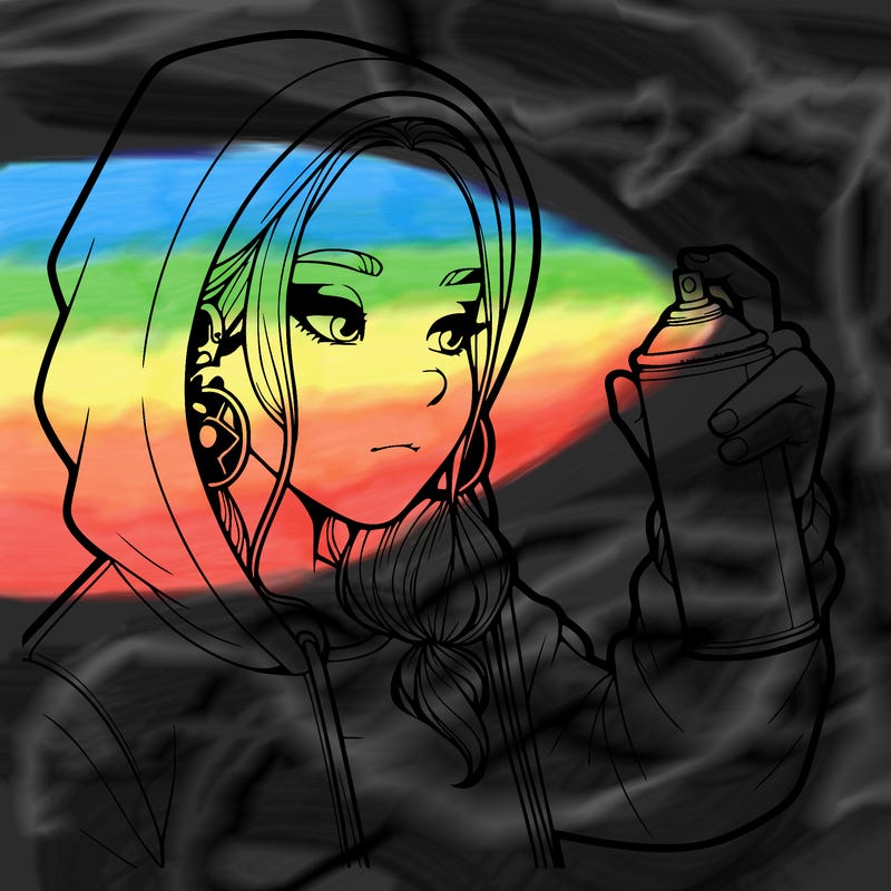 a realistic girl, spray painting