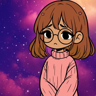sad girl with glasses in a sweater