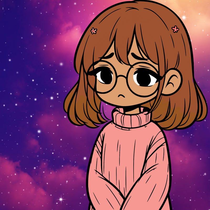 sad girl with glasses in a sweater