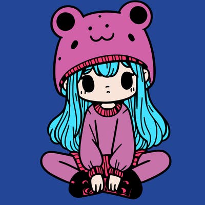 a girl wearing a frog hat and some frog socks