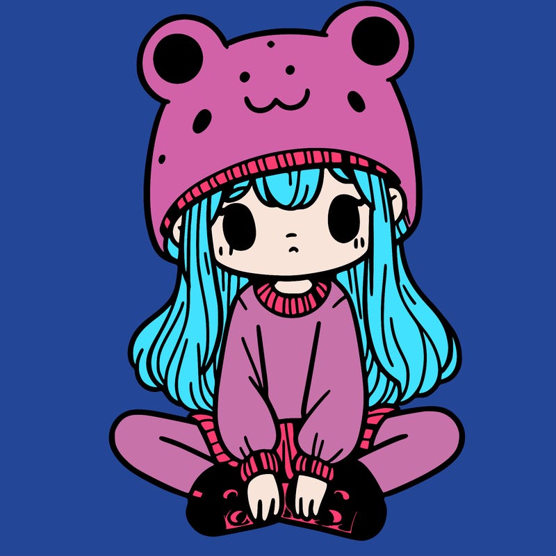 a girl wearing a frog hat and some frog socks