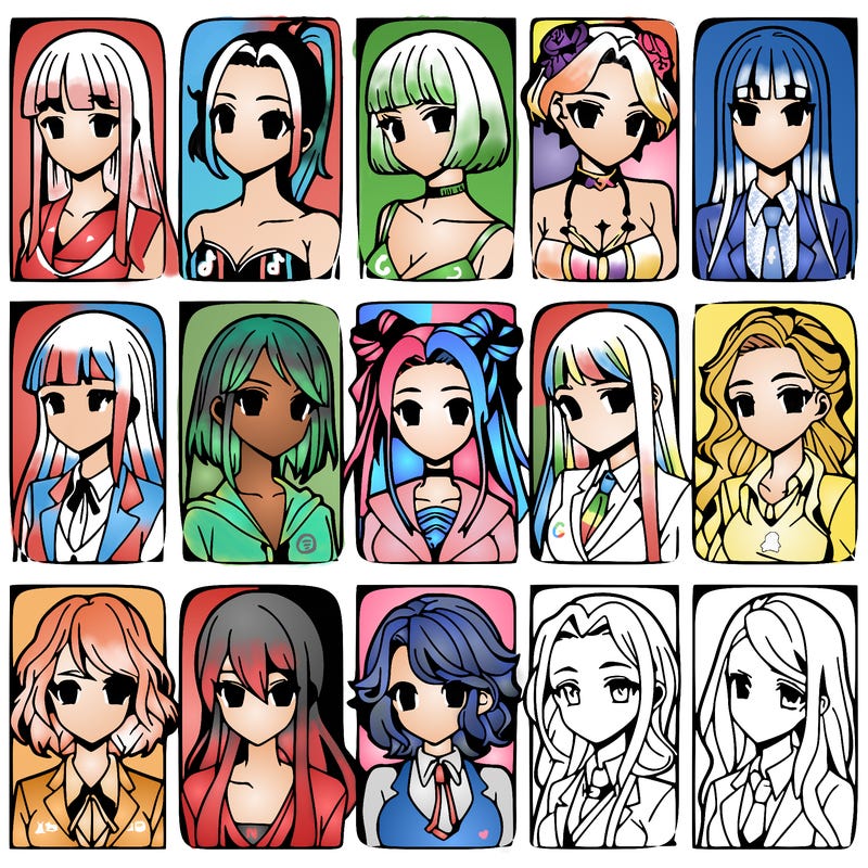 girls that look diffrent anime