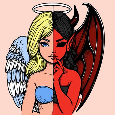 realistic angel half demon