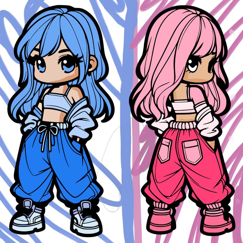 girl in crop top and baggy pants