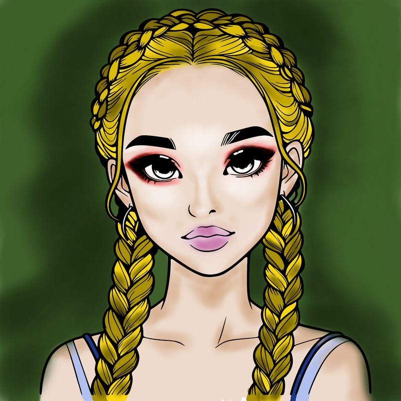 realistic girl with braids