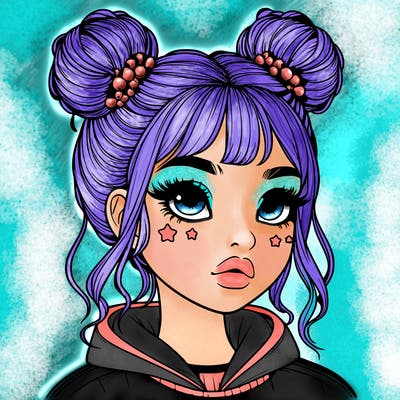 realistic girl with space buns