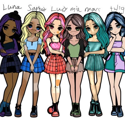 a group of girls realistic