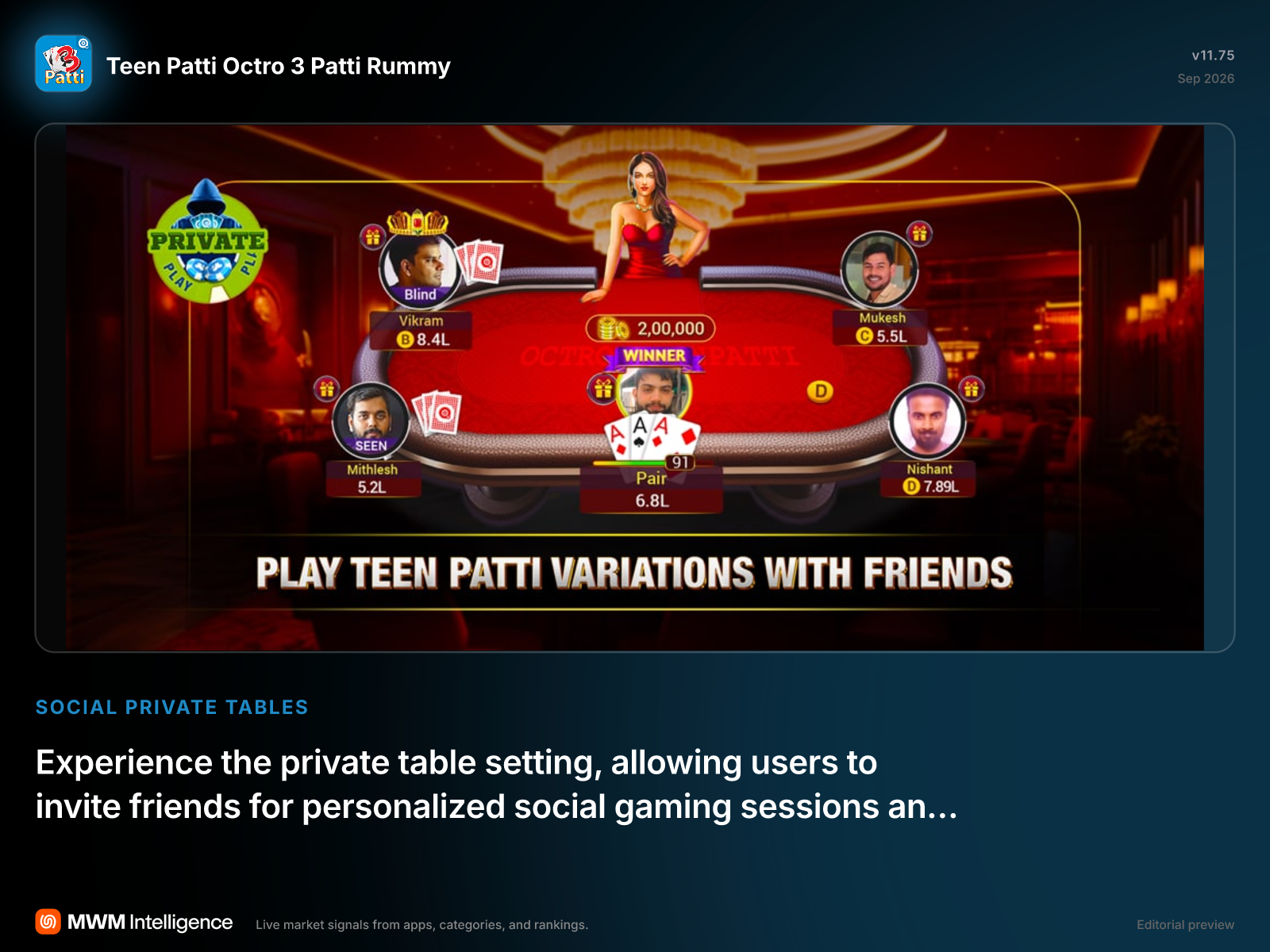 Teen Patti Octro 3 Patti Rummy - Games App | MWM