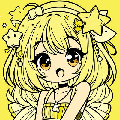 cute anime girl with star accessories