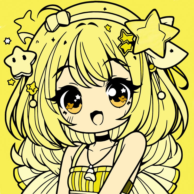 cute anime girl with star accessories