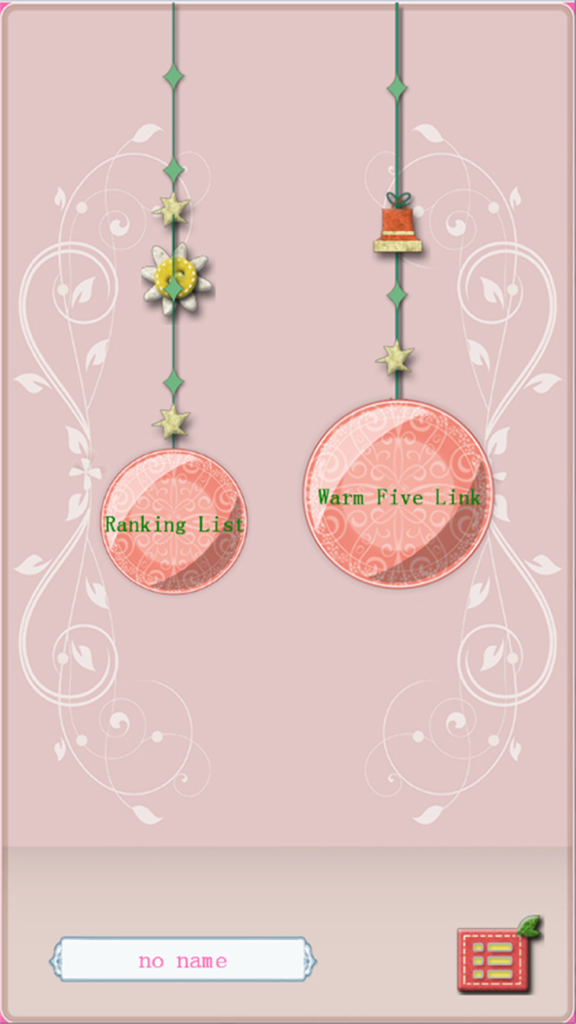 Five In A Row - Fruit Version - Color Line - Link5 - Main menu screen of the Five In A Row Fruit Version game featuring buttons for the Ranking List and Warm Five Link.