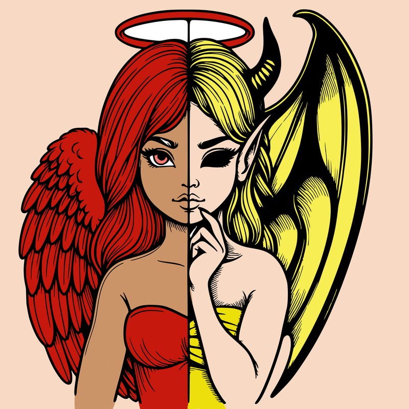 realistic angel half demon