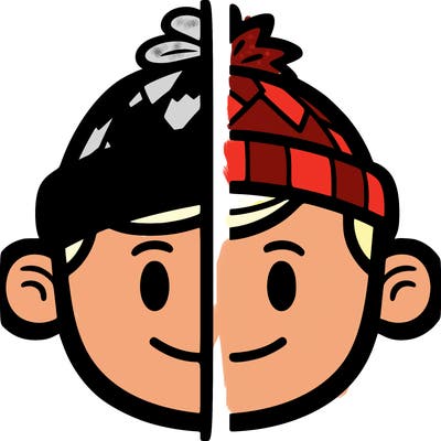 split down the middle