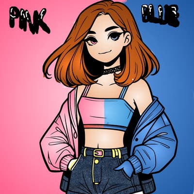 a realistic girl with a crop top and short shorts in an open jacket