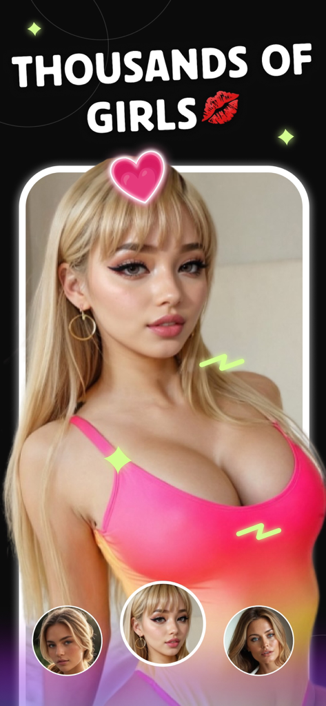 Spicy Hot Chat : AI Girlfriend - Interfaccia dell'app mobile Spicy Hot Chat che mostra diversi profili di IA ragazza e opzioni di compagno virtuale.