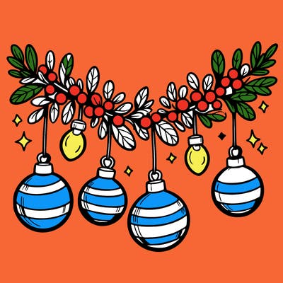 christmas garland with big bulbs