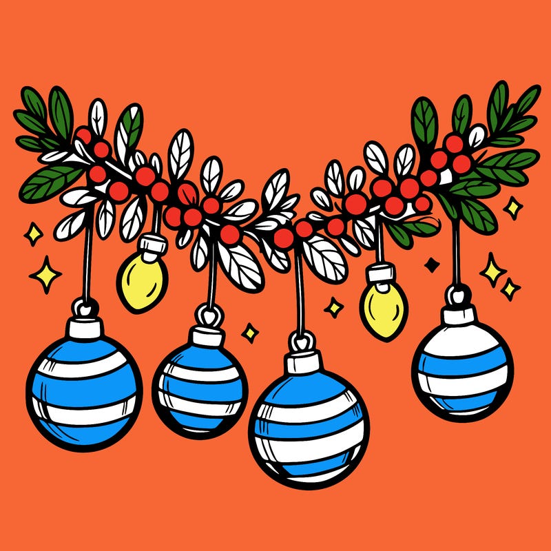 christmas garland with big bulbs