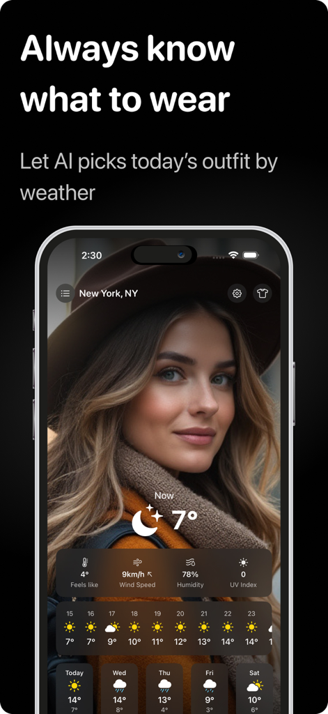 Stylix: Plan Outfit by Weather - Stylix app interface with weather forecast and AI outfit recommendations