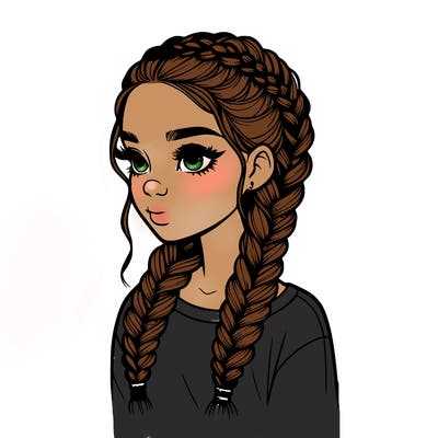 realistic girl with braids