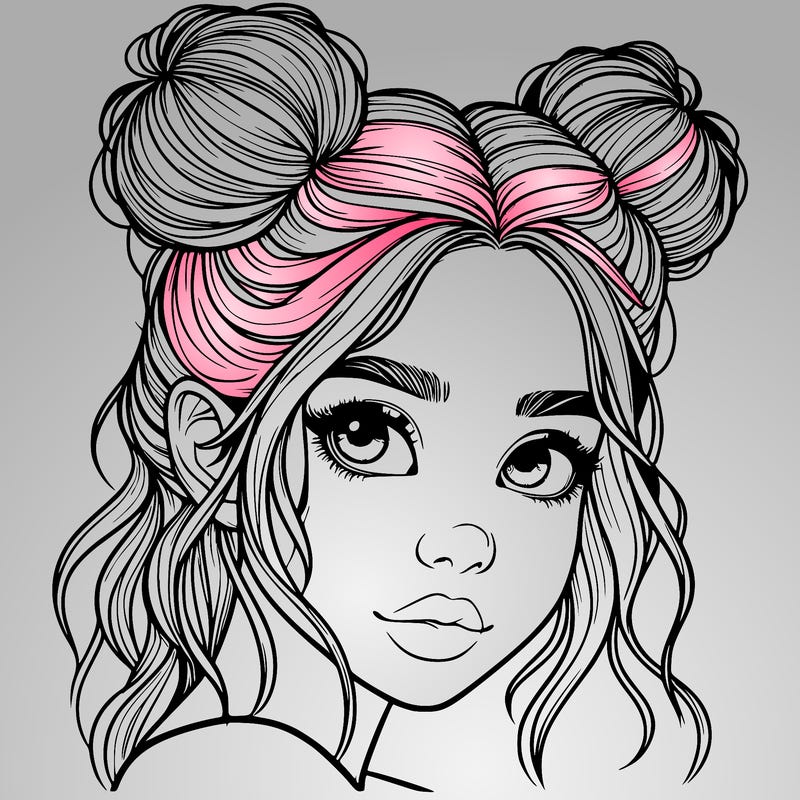 realistic girl with hair buns on her head