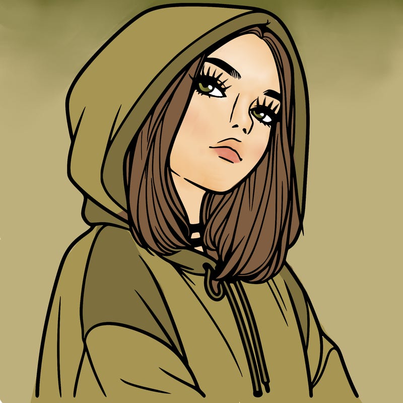 a realistic girl in a hoodie