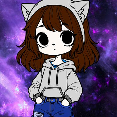 girl with wolf ears jeans and hoodie