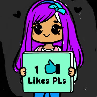 girl holding a sign saying 10 likes pls