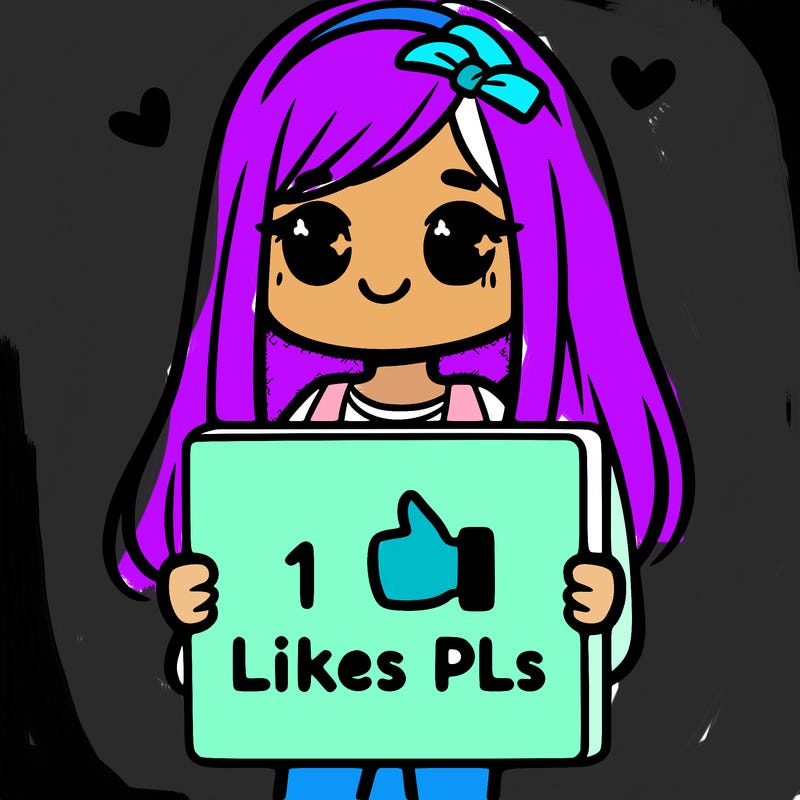 girl holding a sign saying 10 likes pls