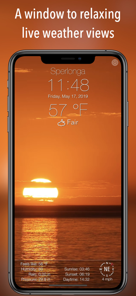 14 Day Weather Forecast - 14 Day Weather Forecast app showing a sunset background and weather details