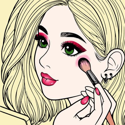 a realistic girl doing her makeup