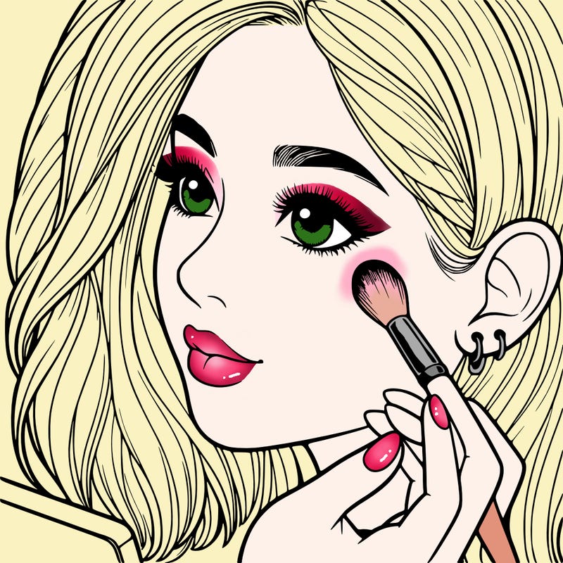 a realistic girl doing her makeup