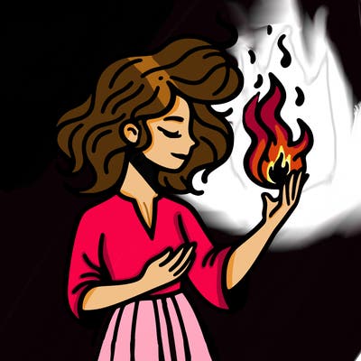 woman with fire