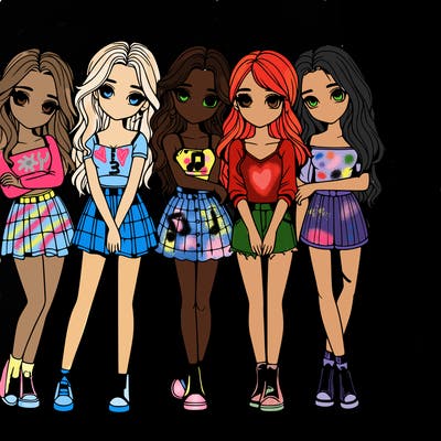 a group of girls realistic